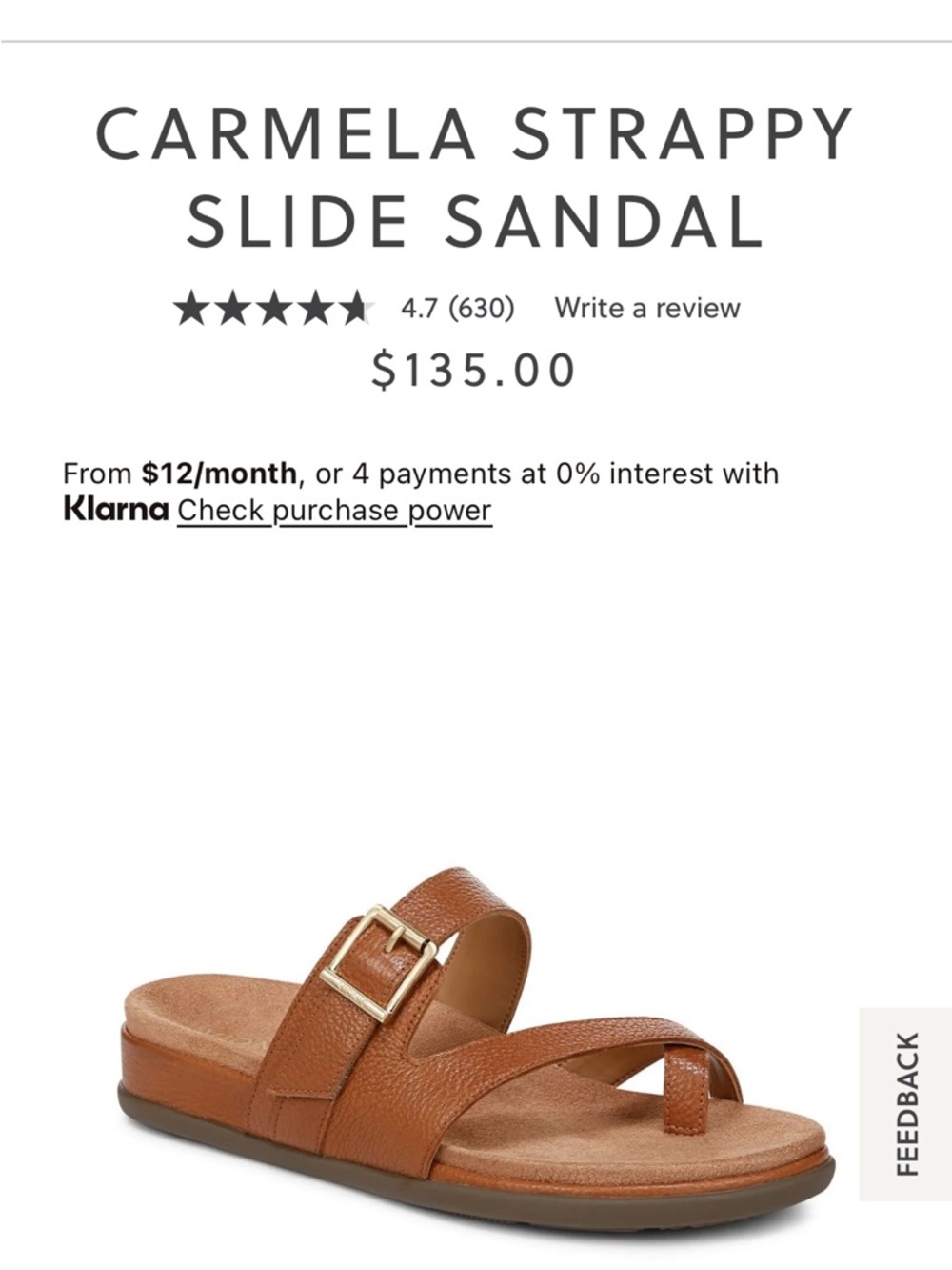 Women’s Vionic Carmela strappy slide sandal- size 8.5
